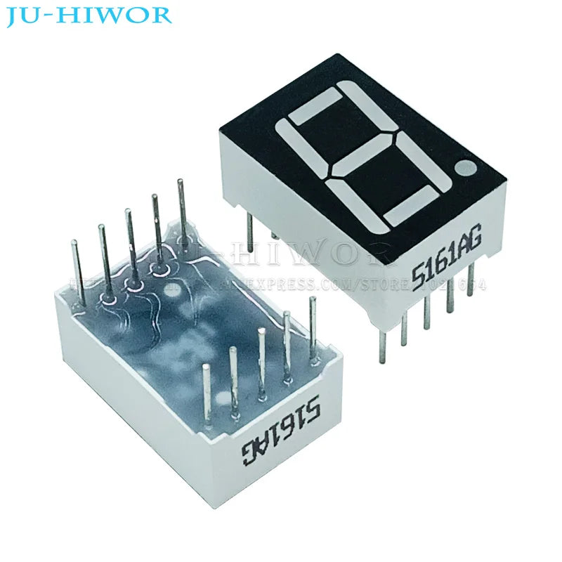 10pcs 0.56 Inch 10Pins 5161AG 5161BG 1 Bit Digit 7 Segment Yellow-Green LED Digital Display Digitron Common Anode Cathode