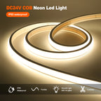 12V 24V 320Leds/M COB Neon Strip Waterproof 3000K 4000K 6000K Home Decor High Brighter Flexible Ribbon Rope LED Light 0.5M-20M