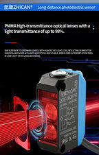 ZHICAN ZC3E Long Range Photoelectric Sensor 2m Diffuse Reflective Switch NPN NO 24V DC Object Detection