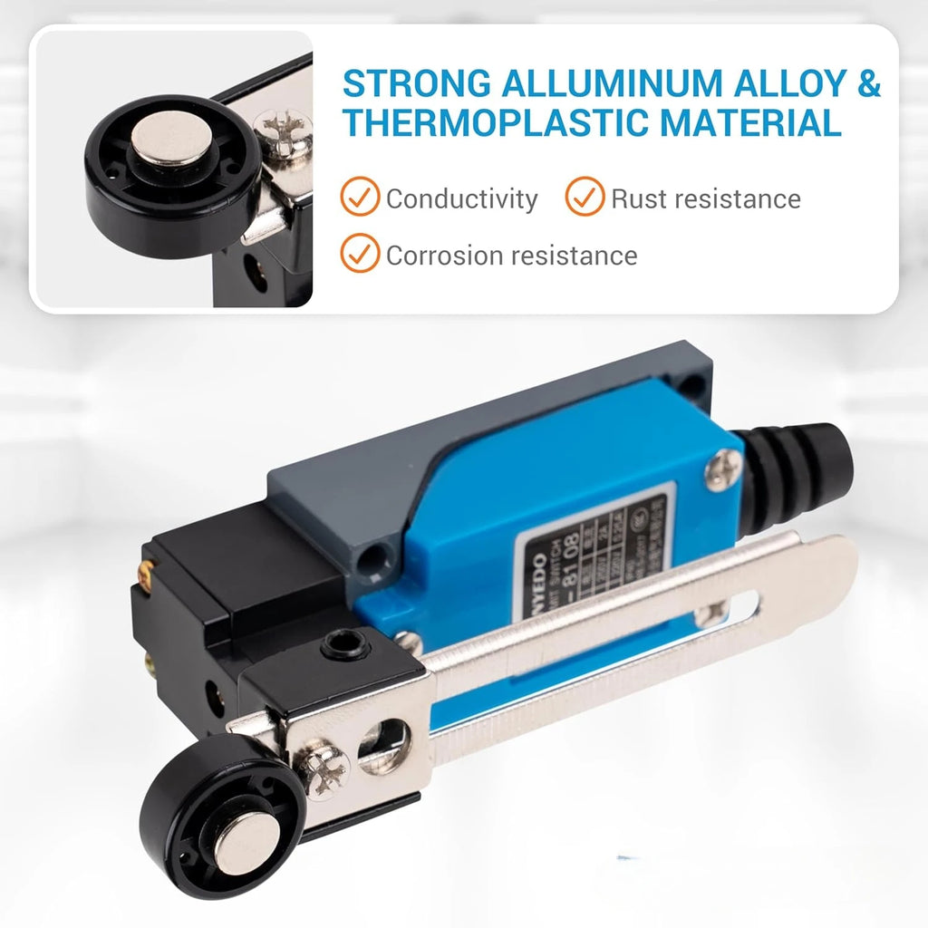 5Pcs ME-8108 Momentary Roller Lever Arm Limit Switch NC-NO AC 250V 5A DC 115V 0.4A for CNC Mill Router