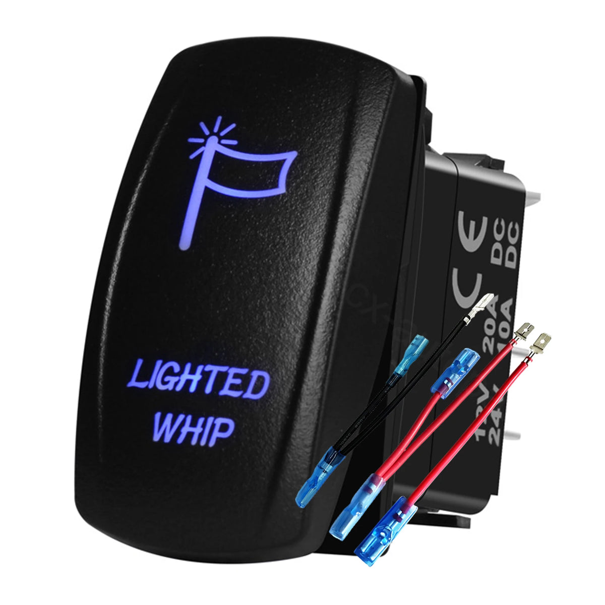 12V 24V Boat Trim Tabs Switch (ON)-OFF-(ON) Momentary Rocker Switch Waterproof Blue Light ON-OFF Toggle Switch With Harness