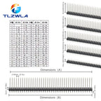 2.54mm 2X40 Pin Single Double Row Male Connector PCB Board Pin Header Long 8.5/11.5/13/14/15/17/19/25/30mm 1X40P Strip Pinheader