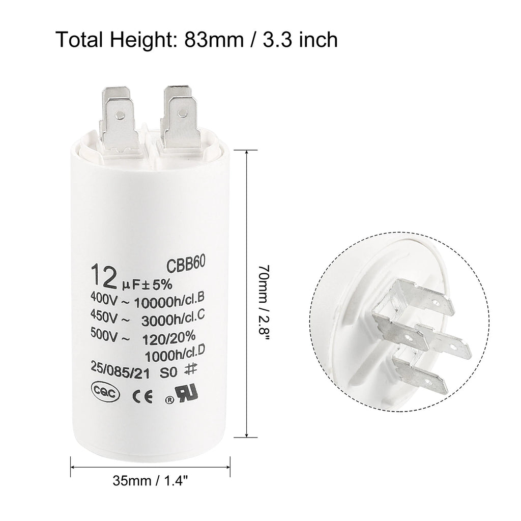 1Pcs CBB60 Run Capacitor 8uF-80uF 450V AC Double Insert 50/60Hz Cylinder White for Air Compressor Water Pump Motor