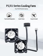 5015 Cooling Fan for Lab A1 A1mini Hotend Fan with Cable Rapid Cooler Fan 2510 Axial Fan Kit for X1 X1C P1P P1S 3D Printer Parts