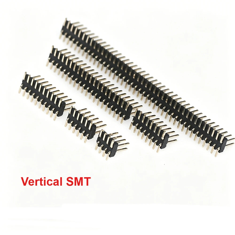 100pcs 1.27mm 2*2/3/4/5/6/8/40/50P Double Row Straight/RA 90d/Vertical SMD/Horizontal RASMT Gold-Plated Rohs PCB Male Pin Header