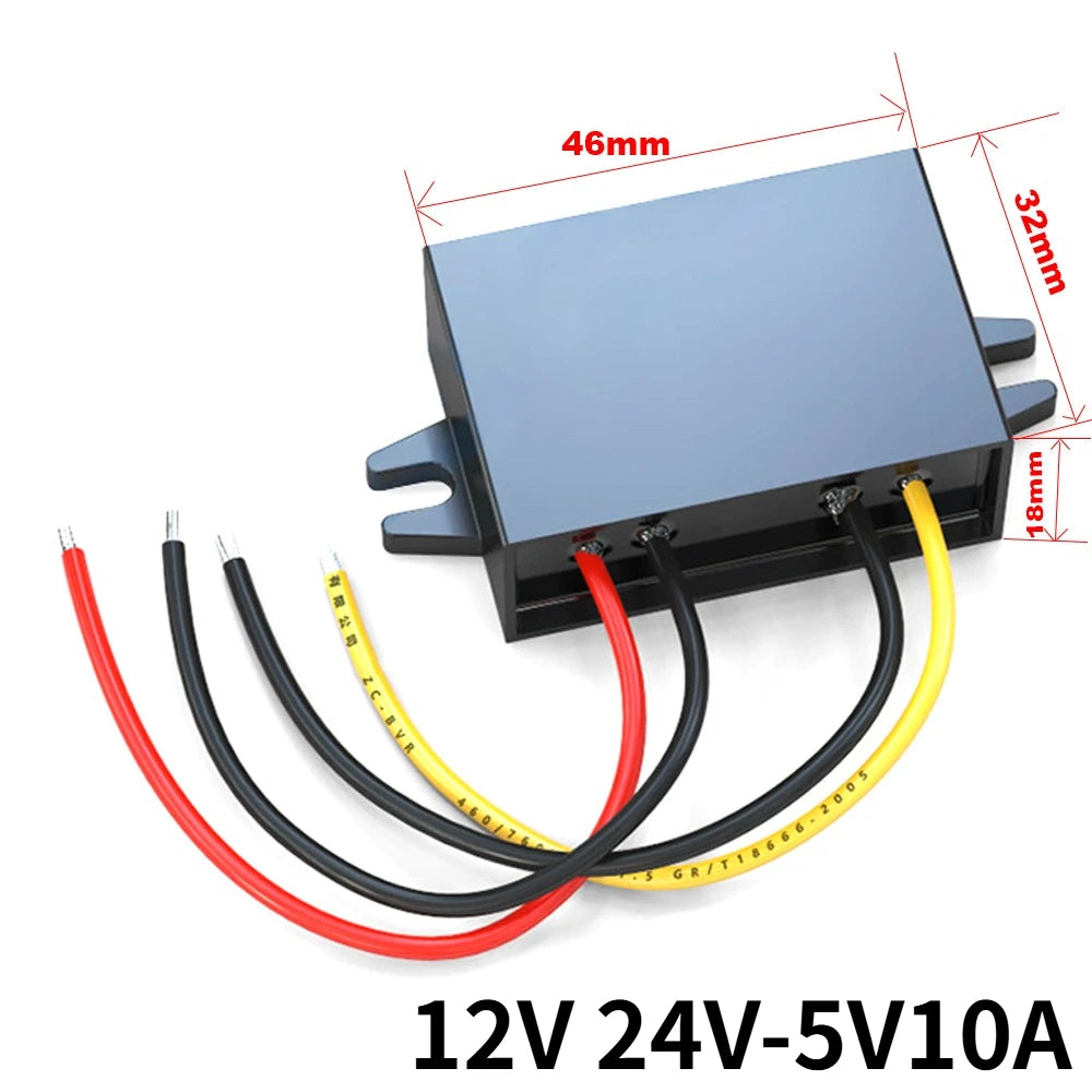 DC 12v 24v to 5v 5A 10A Step Down Converter Regulator Power Adapter Reducer for Car Electronics Truck Vehicle Boat Solar System