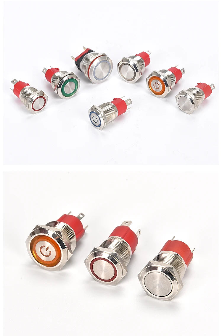 10A 15A 20A waterproof high current metal button switch 16MM19MM22MM automotive LED self-locking reset switch 3V5V6V12V24V220V