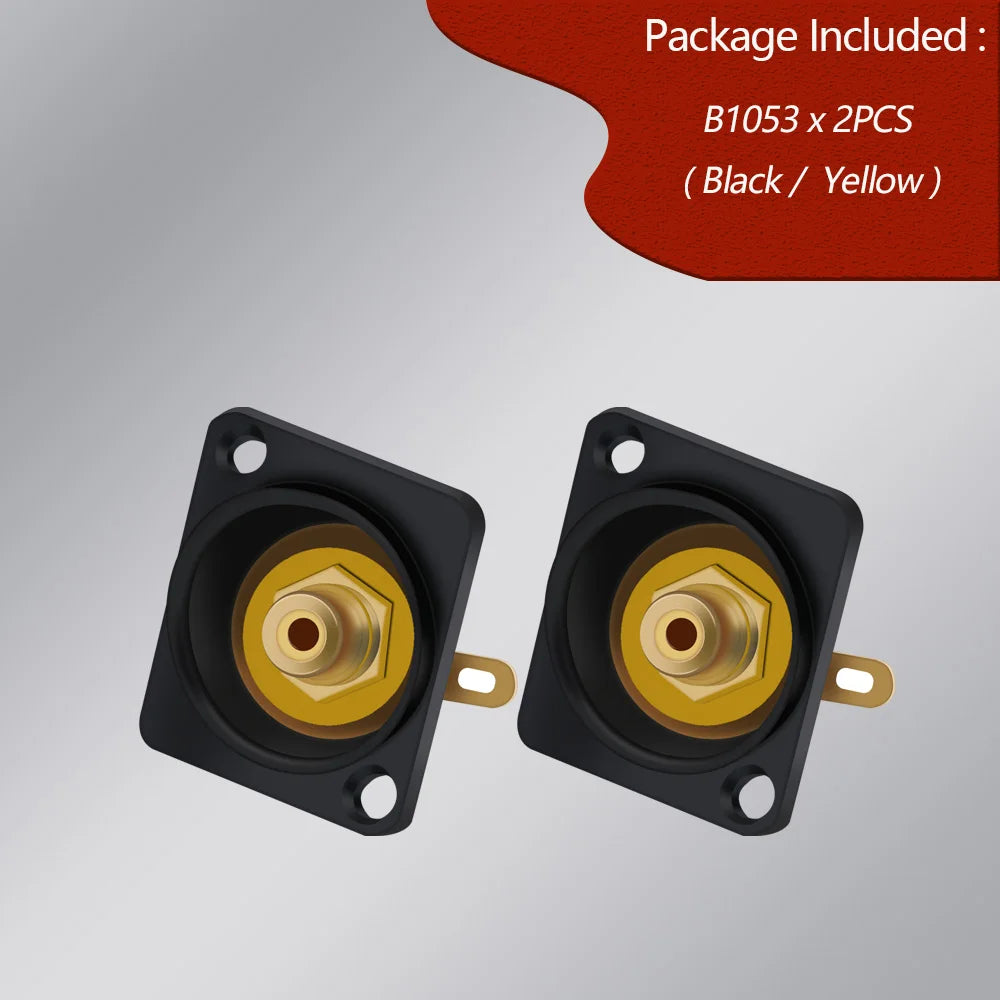 2pcs  Female RCA Panel Mount Chassis Socket Connector, Excellent quality, Black Female Socket, Red&Black Colors Available