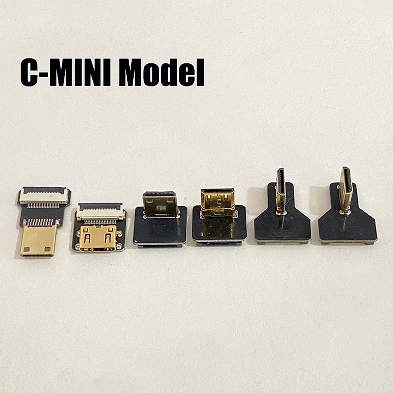 1PCS Ribbon FPV HDMI-Compatible Connector Flexible Flat Cable Raspberry Pi 4 Micro HDMI to HDMI/Mini HDMI Female 90 Degree FFC