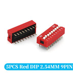 5PCS Slide Type Switch Module 1 2 3 4 5 6 7 8 10PIN /1.27/2.54mm Position Way DIP/SMD Pitch Toggle Switch Blue Snap Switch Dial