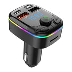 Car Bluetooth 5.0 FM Transmitter Type-C Dual USB Ambient Player Handsfree MP3 Type-C Wireless Light PD QC3.0 Car Charger Adapter