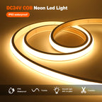 12V 24V 320Leds/M COB Neon Strip Waterproof 3000K 4000K 6000K Home Decor High Brighter Flexible Ribbon Rope LED Light 0.5M-20M