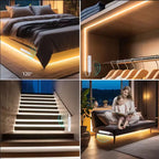 COB LED Strip Light 5V 320LEDs/m PIR Motion Sensor Flexible Self-adhesive Tape Battery Powered for Cabinet Kitchen Lighting