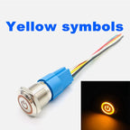 12 16 19 22mm waterproof metal button switch with connector LED lamp instant lock automotive engine power switch 6V 12V 24V 220V