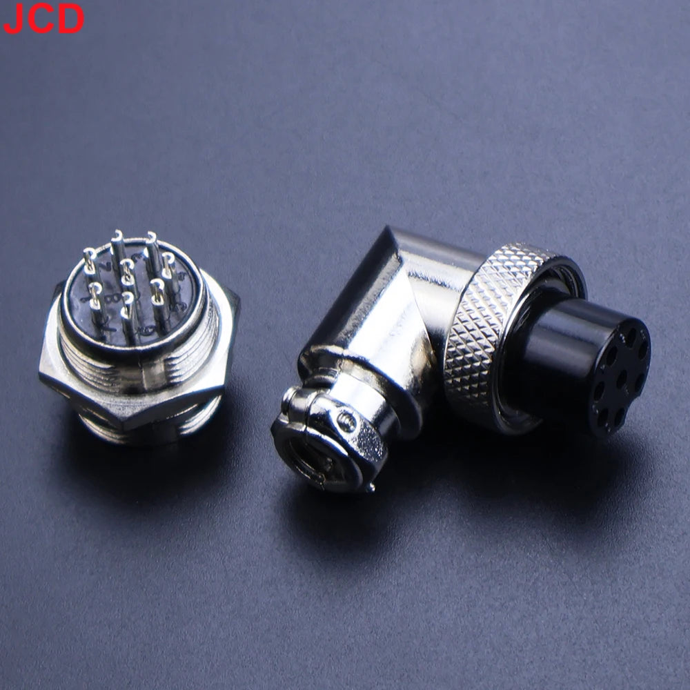 JCD GX16 90 Degree Right Angle 16mm Aviation Connector Elbow M16-2 3 4 5 6 7 8 9 10 Pin Female Plug Male Chassis Mount Socket