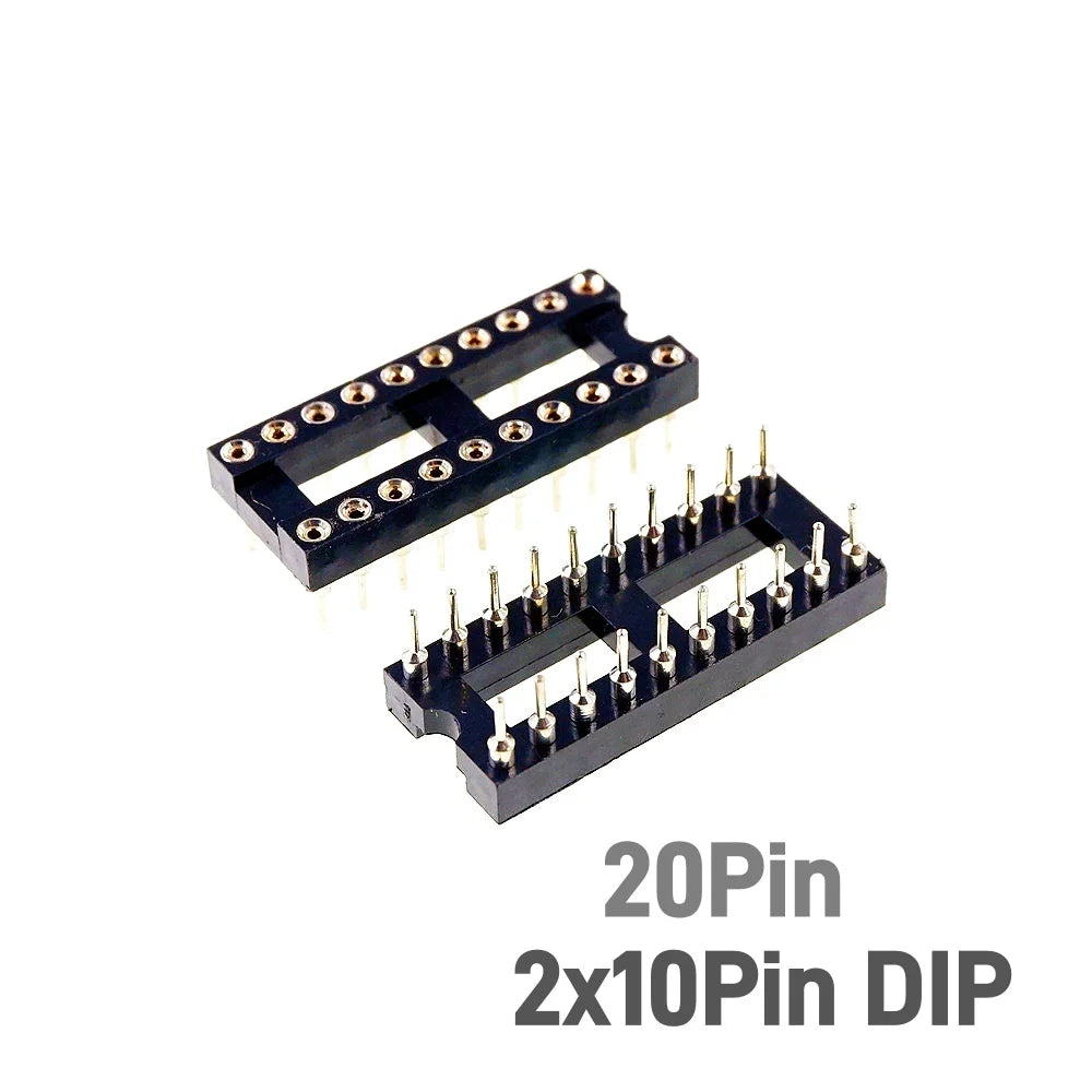 5/50 Pcs 2.54MM Pitch SMD DIP IC Socket Contact Clip Surface Mount Machined Receptacle 4 6 8 10 12 14 16 18 20 24 Pin Row 7.62mm