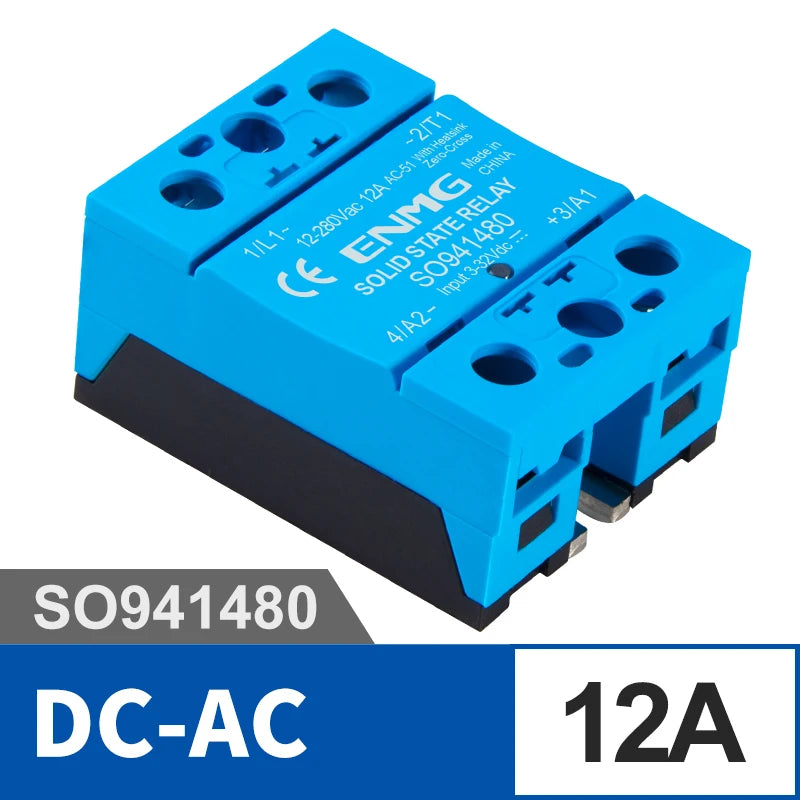 ENMG Single Phase Solid State Relay 12-24VDC Control AC Small SSR Non-Contact Contactor SO9496 Flame Retardant Optical Isolation