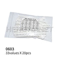 660pcs=33valuesX 20pcs 1% 100% Brand New and High Quality 1206 0603 0402 0805 0201 SMD Resistor Sample Assorted Kit