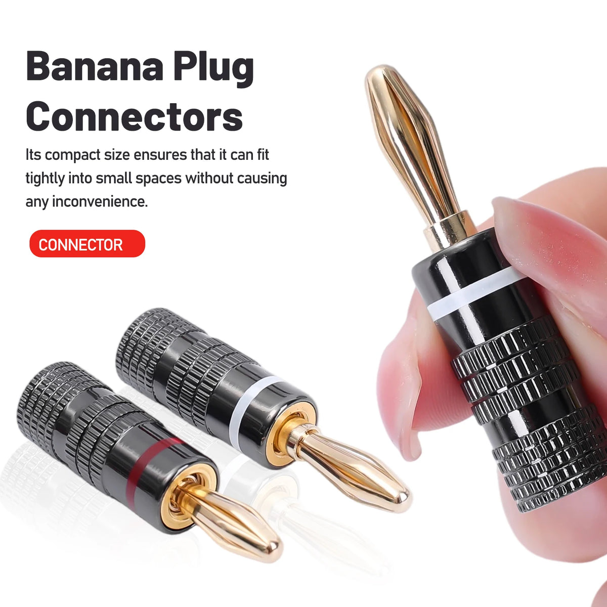 1-10PCS Dual Screw Locking 4MM Banana Plugs 24KGold Plated Copper OFC Speaker Connector for HIFI Audio System Terminal Adapter