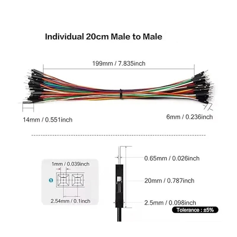 DuPont Wire Breadboard Jumper Cable Wire Male to Male Female to Female Male to Female Ribbon Cable for Arduino DIY 20cm