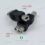 1Piece USB-A to USB-B printer converter mini USB public to USB-B female cable adapter for scanner printers and fax machines