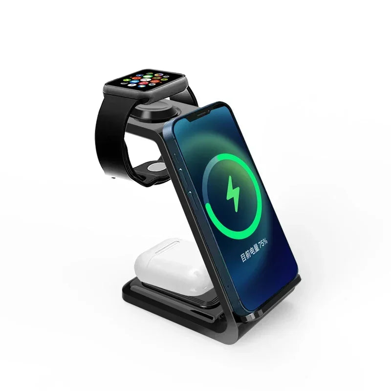 30W 3 In 1 Wireless Charger  Stand Dock For iPhone 15 14 13 12 11 XS Apple Watch 8 7 AirPods  Induction Fast Charging Station