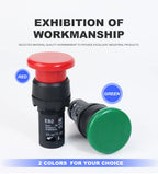 EB2 Big Red Green Push Button Switch On Off Latching Momentary Switch Large Mushroom Head Enter Button without Fixation 5A