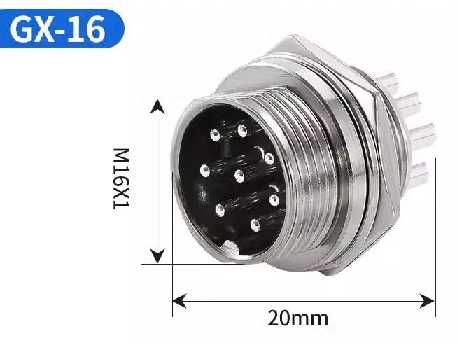 90 Degree Right Angle GX16 Aviation Connector, 2‑8 Pin L‑Shape Male Female Circular Plug Socket for Industrial Equipment