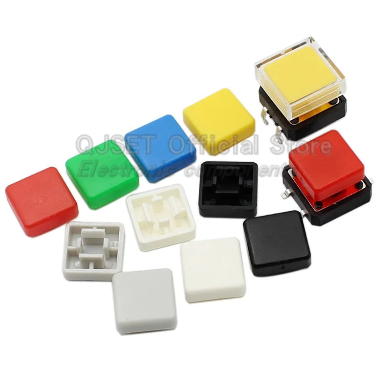 20 Pcs Tactile Pushbutton Switch 12*12*7.3MM Micro Switch Pushbutton A14 A24 Pushbutton Cover 12x12x7.3MM Square Head Pushbutton
