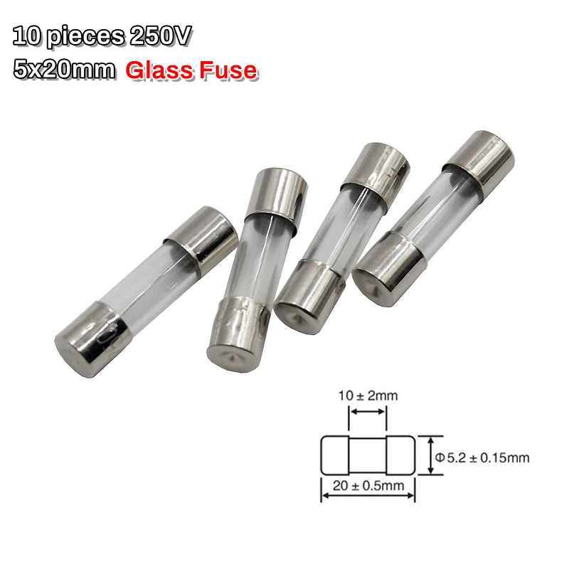 10pcs 5*20mm 6*30mm Glass and Ceramic Fuse 250V Fast Blow 0.1A 0.2A 0.5A 1A 2A 3A 3.15A 4A 5A 6A 8A 10A 15A 20A 25A 30A AMP FUSE