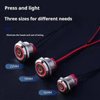 New 16/19/22mm Push Button Switch Metal Latching Action Panel Mount Switch Pre-Wired Illuminated Ring Short Body