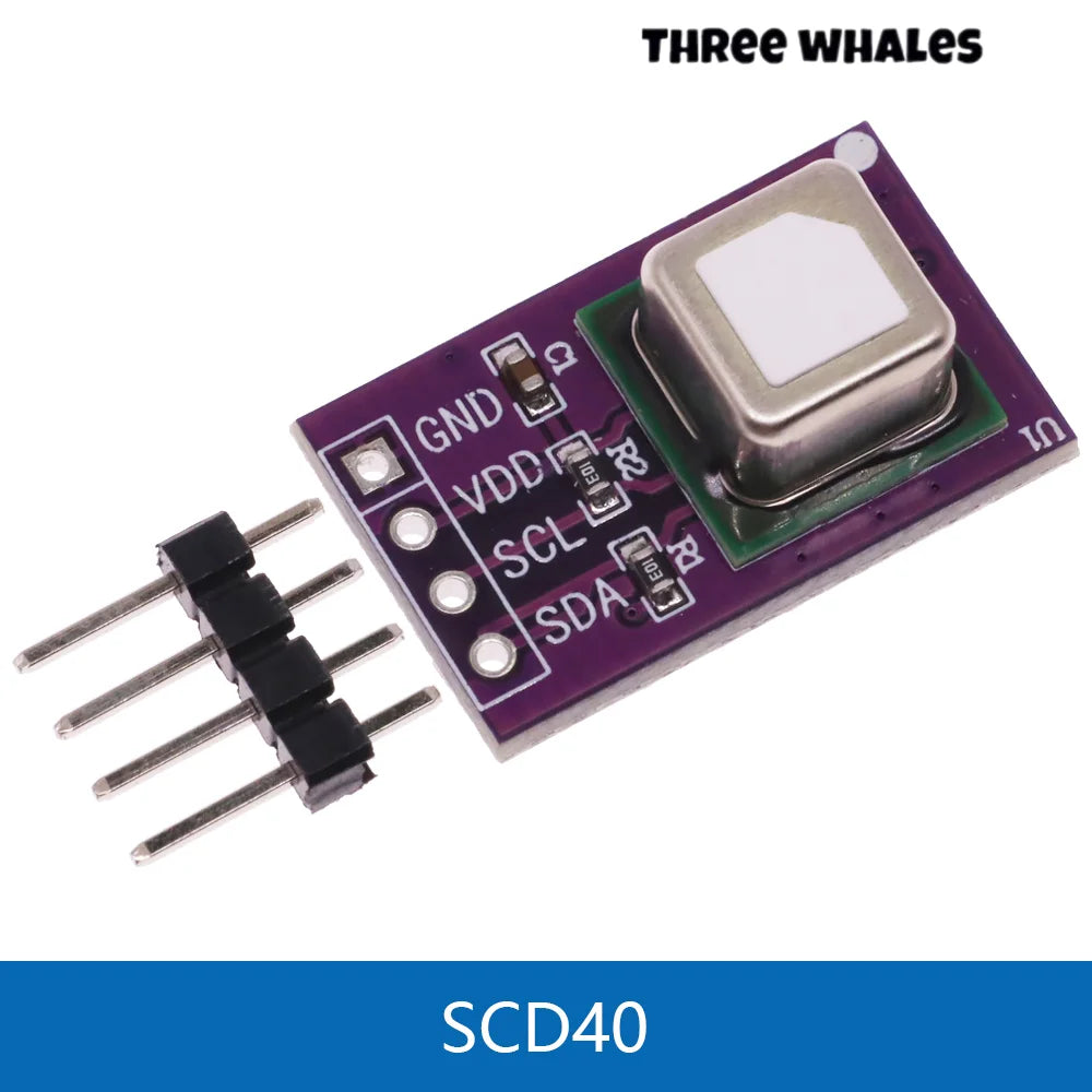 /SCD40 SCD41 Gas Sensor Module Detects CO2 CO2 Temperature and Humidity Two In One I2C Communication Purple with Pin Array