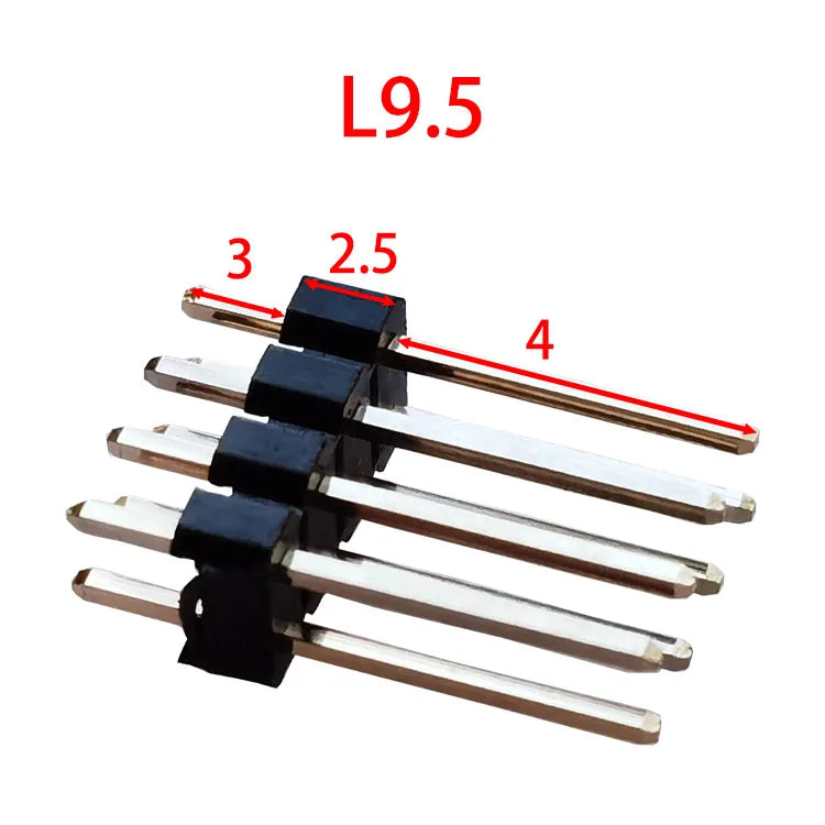 5pcs 2.54mm Dual Pin Header 2x40P Straight Double Row Single Plastic Height 2.5 A=3mm Gold-Plated Rohs L13-15-17-19-21-25-30mm