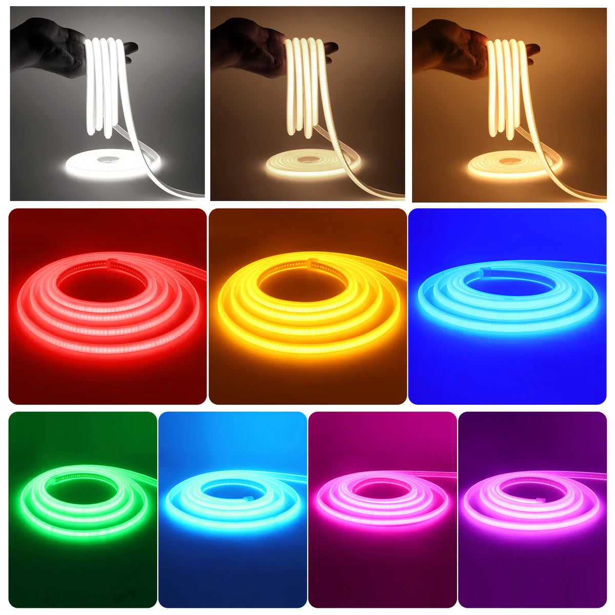 220V COB Strip White /Red /Ice Blue /Pink /Yellow /Purple Waterproof Home Decor Outdoor Lamp Flexible LED Neon Ribbon Light
