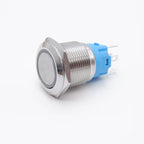 16/19/22mm Metal Push Button On Off Switch LED Light Momentary Latching Waterproof Flat Circular Button Silver Black 6v 12v 220v