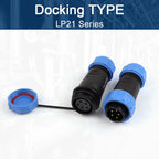 LP/SP21 Nut/Flange/Docking Waterproof Connector Welding Free 2/3/4/5/6/7 Pin IP68 Outdoor Female Plug Male Socket Screw Wiring