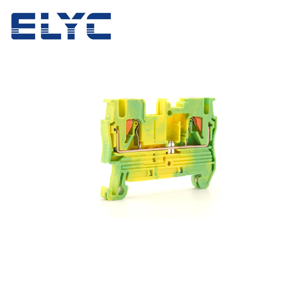 100Pcs PT2.5-PE Push-in Ground Feed Through Protective Earth PE Wire Electrical Connector Din Rail Terminal Block PT 2.5-PE