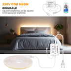 Wifi Bluetooth COB LED Neon Strip Light Wall Touch 23key Remote Control 220V Dimmer Power Kit 5m 10m 20m 0.5m 240LED/m Flex Lamp