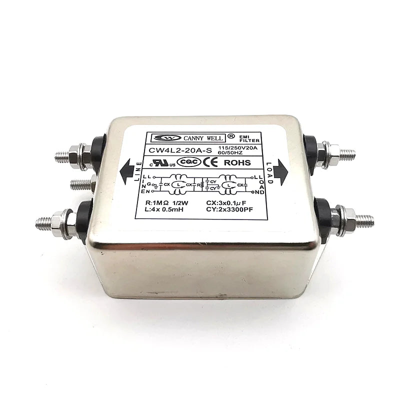 CW4L2-10A-S CW4L2-20A-S Double-stage Bolttype Power Filter Single-Phase AC EMI Filter 220VAC AC 115V-250V Hole Distance 75.0MM