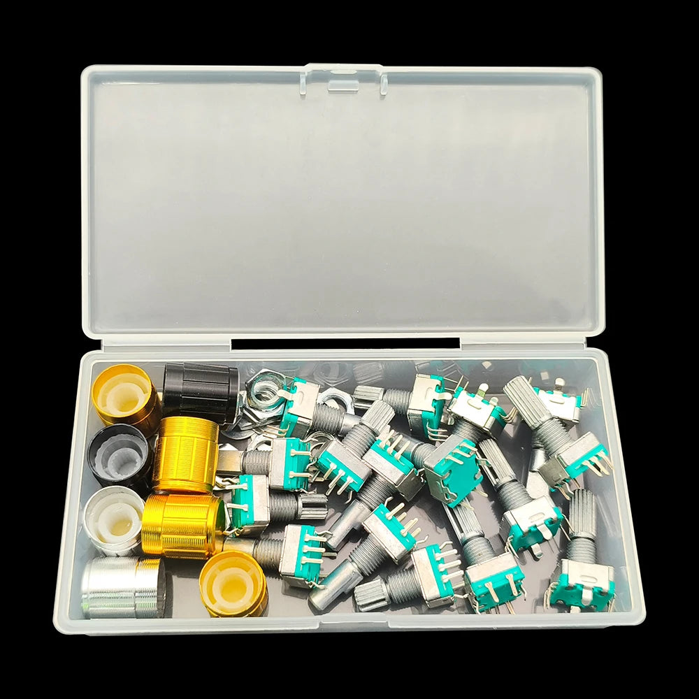 1 Box EC11 Half / Plum Shaft Encoder Switch Kit 5 Pin 20 Position Rotary Encoder Code Switches Handle Long 15mm 20mm