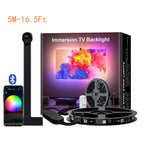 TV SYNC Backlight LED Strip Light USB Flexible Ribbon Diode Tape with RGBIC Color Capture Sensor Bluetooth APP Remote Control