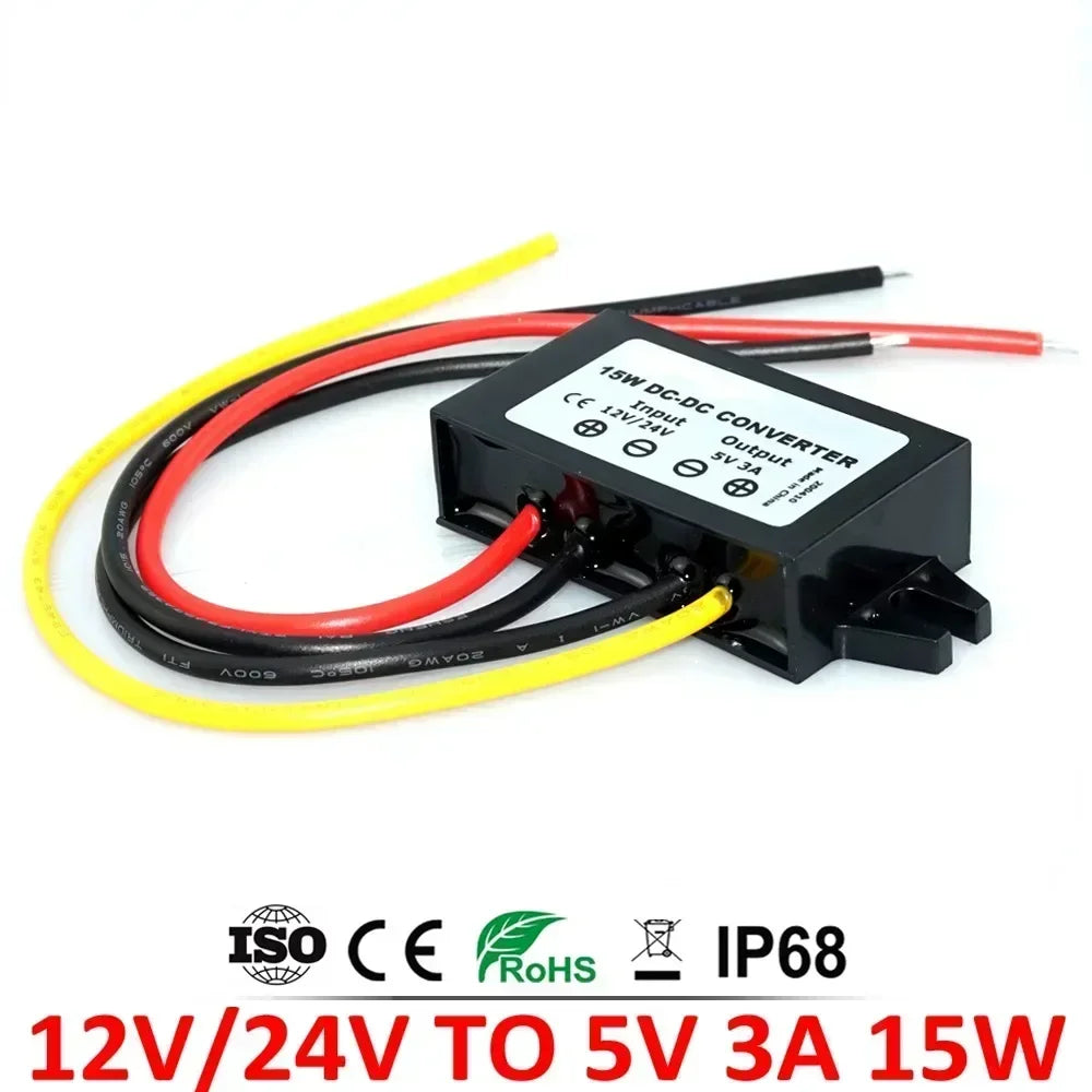 12V 24V to 5V 5A 3A 10A DC-DC Step Down Power Converter Voltage Power Supply 8-36V Buck 5V Switching 12Volt to 5Volt for Car LED
