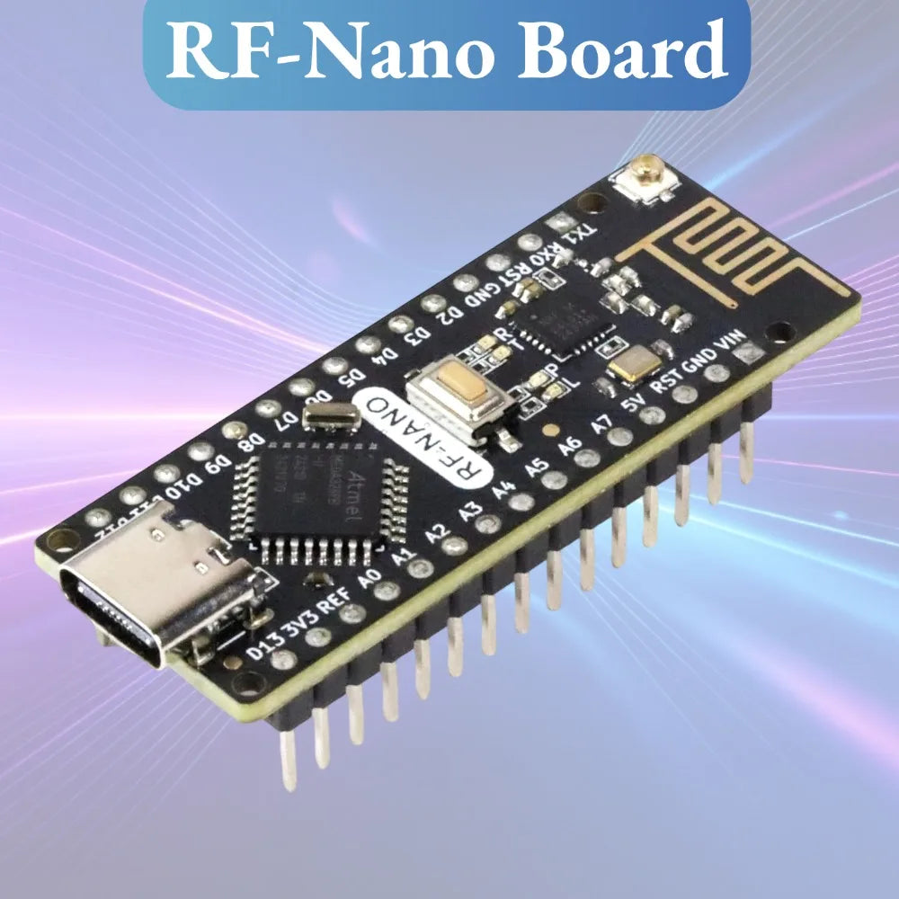 RF-Nano Board and Antenna Kit NRF24L01 Module Inside Arduino Compatible USB-C Support Arduino IDE ATmega328PB-AU Microcontroller