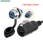 EW-LP16 Type-C Aviation USB 3.1 5A Female Socket Rear Nut Locking Jack Panel Mount Connector Waterproof Fast Charging Data Wire
