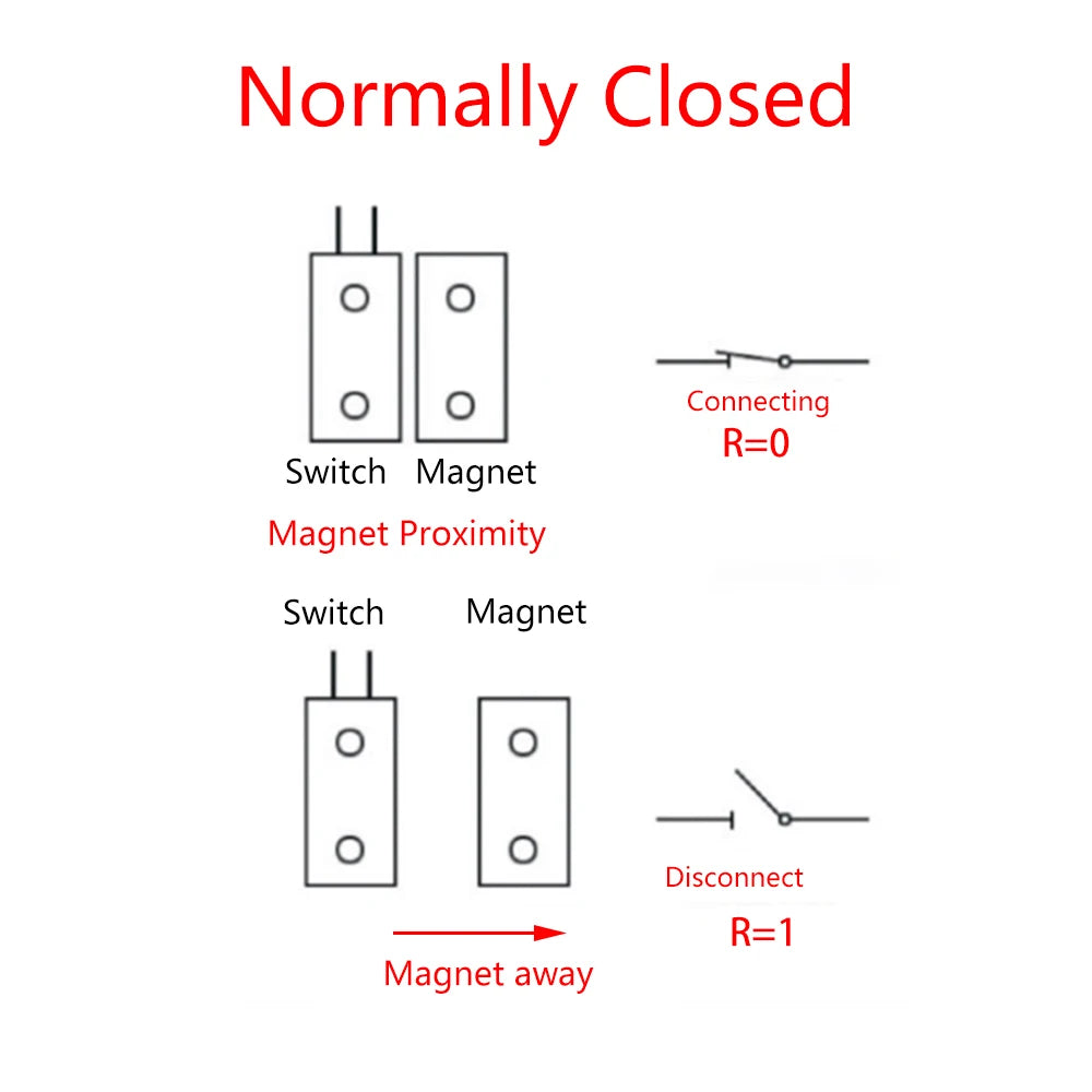 5PCS Magnetic Door Window Contact Sensor Alarm Reed Switch Security Home Burglar Alarm NO/NC Magnetic Switch Easy to Install