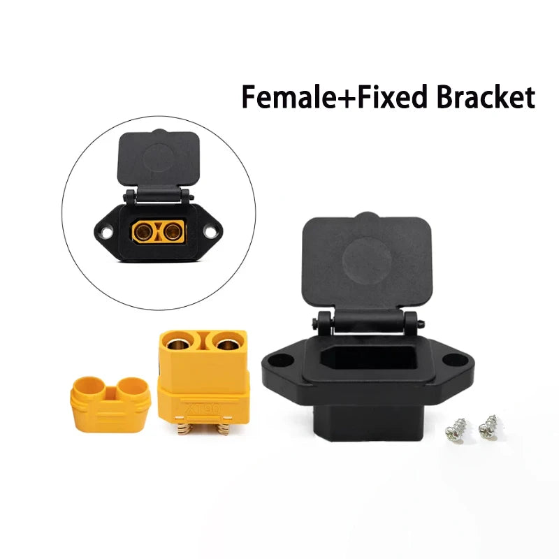 1Pcs XT90 Male Female Plug with Fixed Bracket T-Type Power Connector Electric Scooter Lithium Battery Charging Port Shell