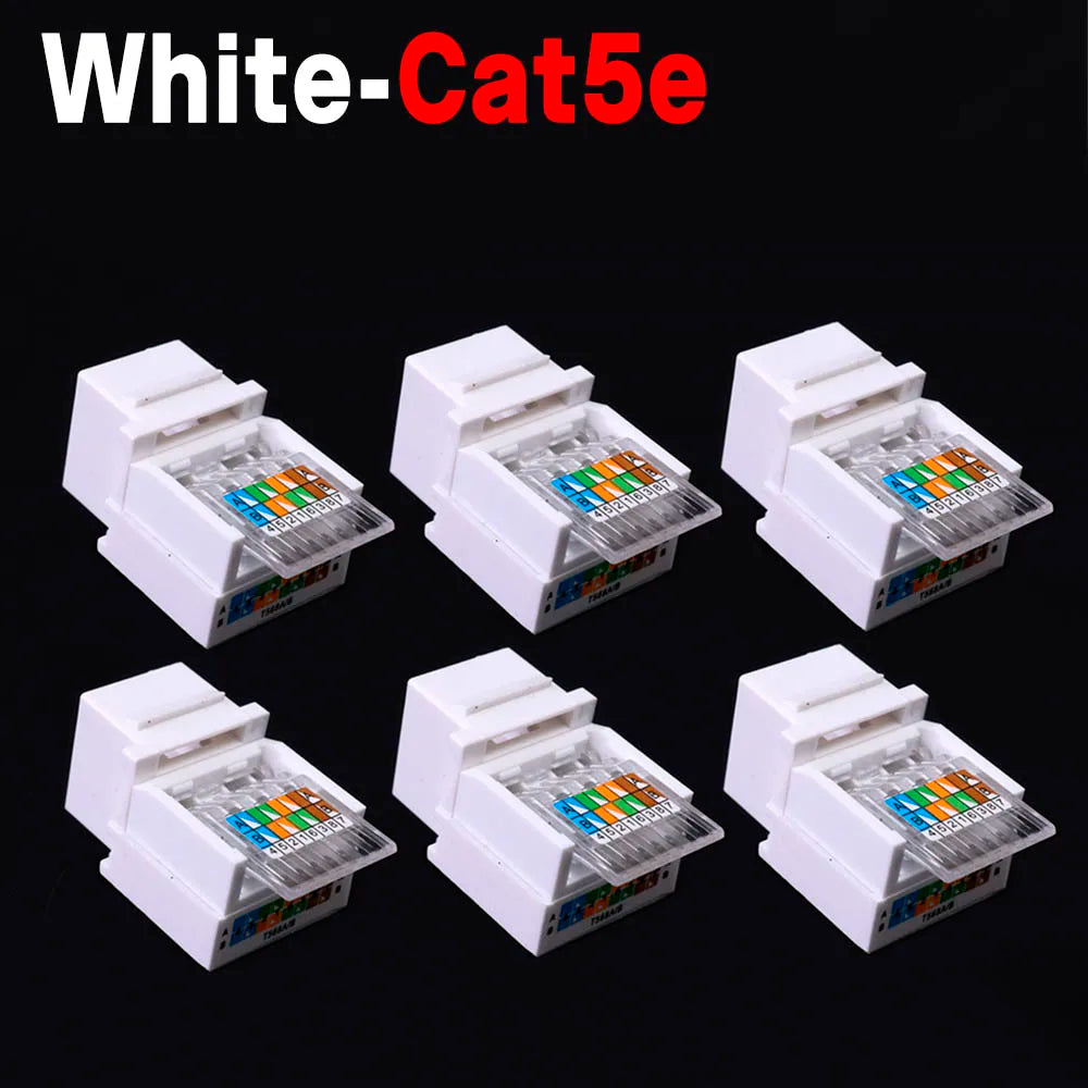 For RJ45 Module Coupler Ethernet Module Female Jack Wall Adapter RJ45 Cat6/Cat5e Ethernet Keystone Jack No Punch-Down Tool-Less