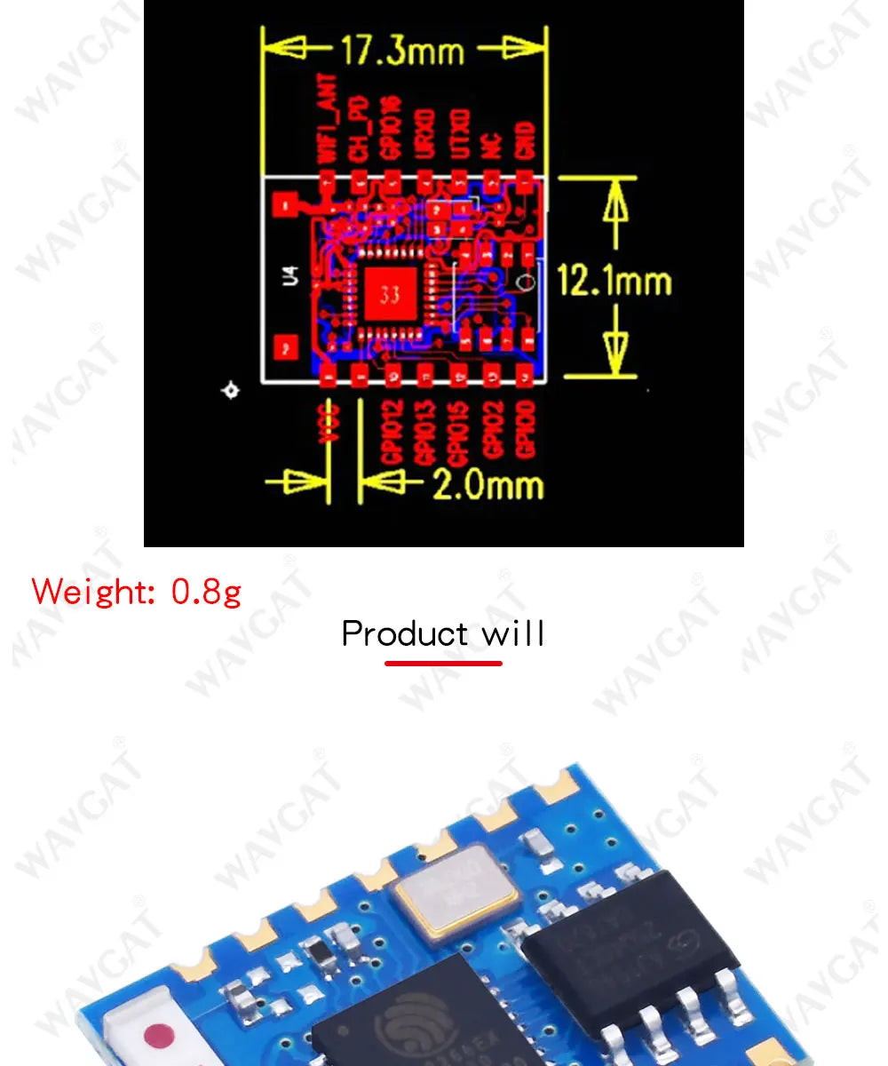 ESP8266 ESP03 ESP-03 SPI WIFI Wireless Transceiver Receiver Module Remote Control Module Integrated RISC processor I2S Interface