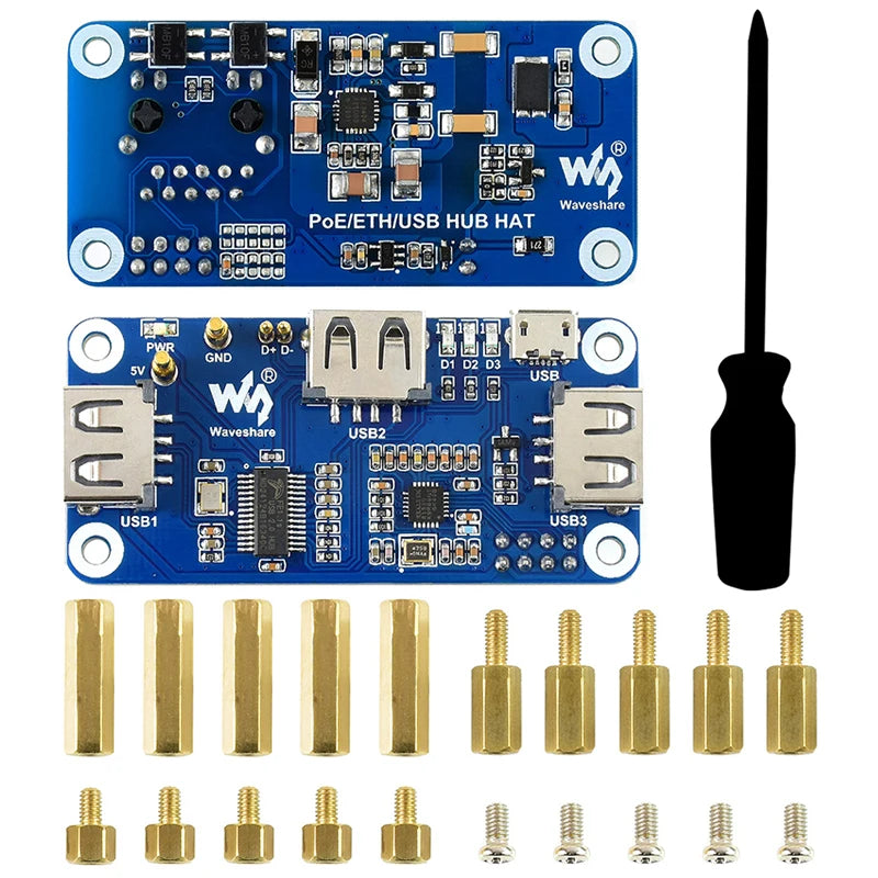 Raspberry Pi Zero PoE Power Over Ethernet/USB HUB HAT 3 X USB 2.0 Ports 802.3af-Compliant For Raspberry Zero W / Zero WH