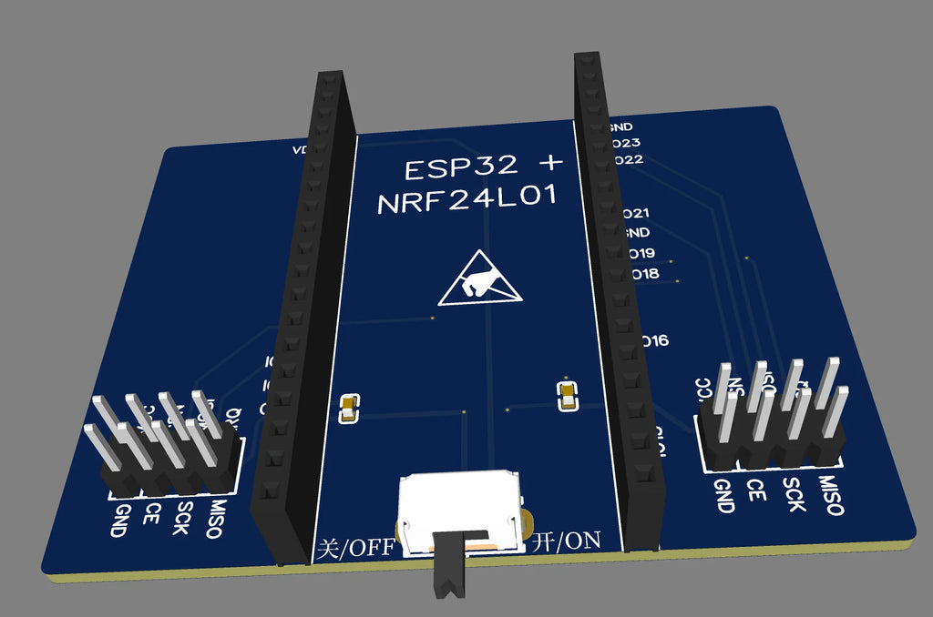 The NRF24L01 adapter board is mainly designed to match the ESP32 development board ESP32 DevKitC  standard 25.4mm width